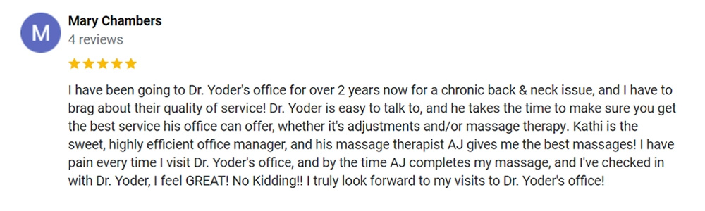 Chiropractic Indianapolis IN Testimonial